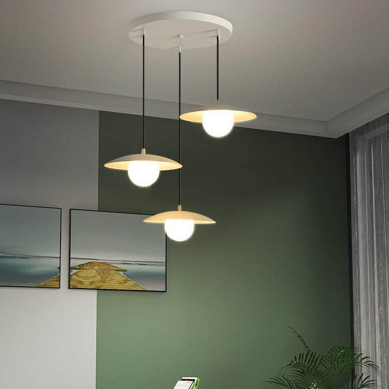 Candelabro de isla de 3 luces de hierro y vidrio blanco puro minimalista moderno 