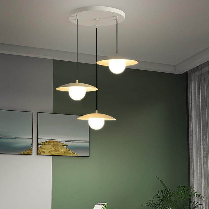 Candelabro de isla de 3 luces de hierro y vidrio blanco puro minimalista moderno 
