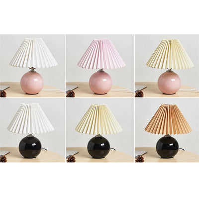 Nordic Minimalist Ceramic Pleated 1-Light Table Lamp