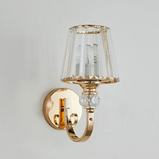 Moderne minimalistische runde trapezförmige Hardware Kristall 1-Licht Wandleuchte Lampe für Schlafzimmer 