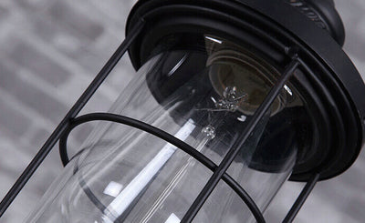 Industrial Vintage Iron Glass Cage 1-Light Pendant Light