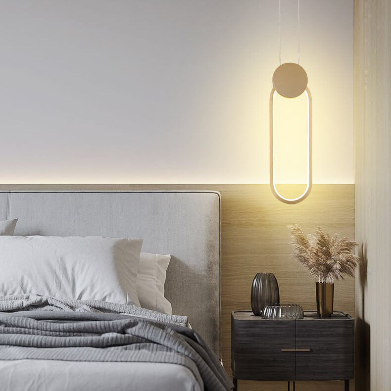 Minimalist 1-Light Long Ring LED Pendant Light