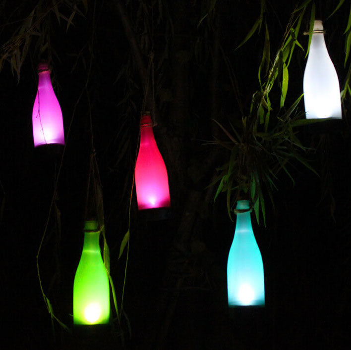 5pcs Solar Wine Bottle Light Outdoor Decoration Plastic LED Hanging Light