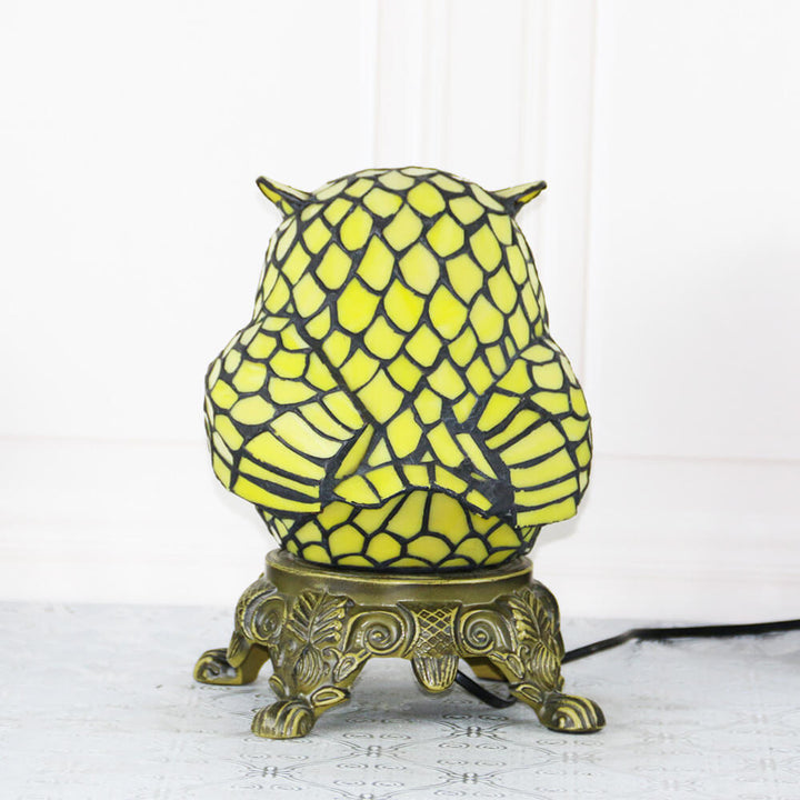Tiffany Kreative Eule Buntglas 1-Licht Tischlampe 