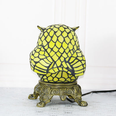 Lámpara de Mesa de Vidrio Tiffany Creative Owl Stained Glass de 1 Luz 