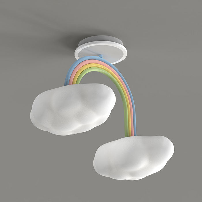 Moderne Creme Regenbogen Eisen Rotomolded LED Deckenleuchte mit halber Einbauleuchte 