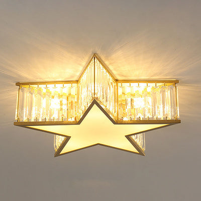 Modern Luxury Crystal Gold Geometric Shape 4/5 Light Semi- Flush Mount Ceiling Light