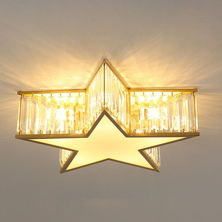 Modern Luxury Crystal Gold Geometric Shape 4/5 Light Semi- Flush Mount Ceiling Light