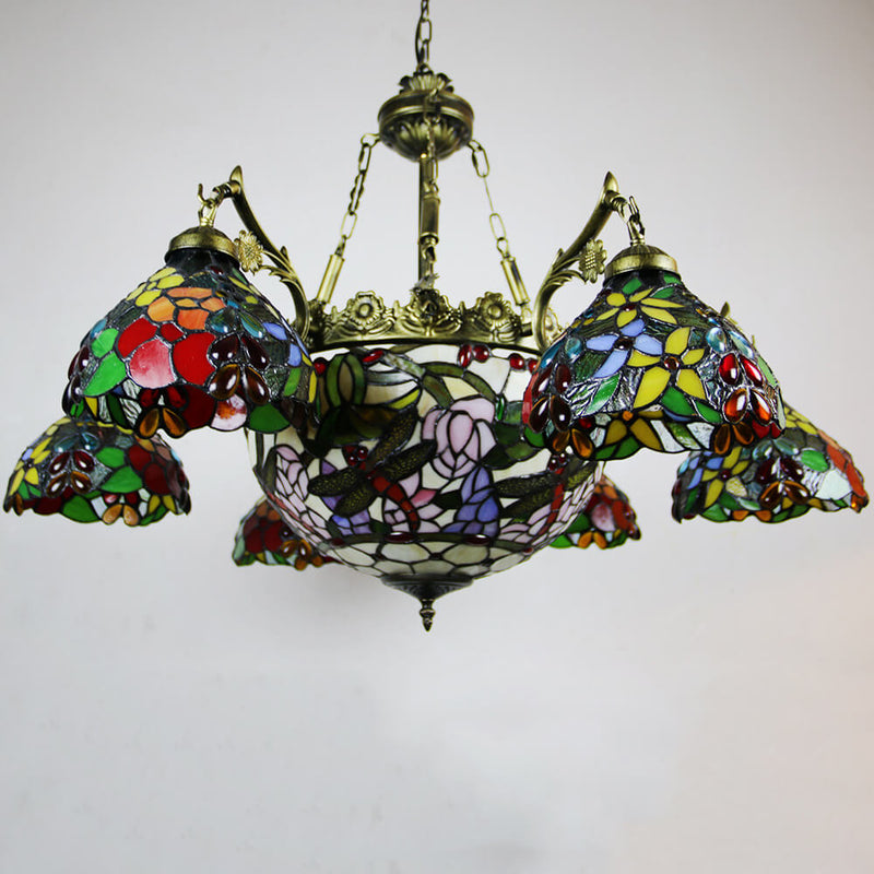 European Tiffany Vintage 9-Light Island Light Chandelier