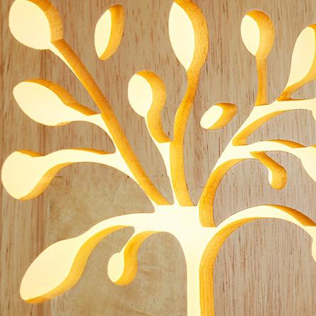 Modern Creative Solid Wood Happy Tree &amp;  Antler Pattern LED Wall Sconce Lamp