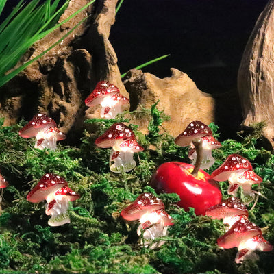 Lumières de guirlande LED en plastique mini champignon décoration créative pour extérieur 