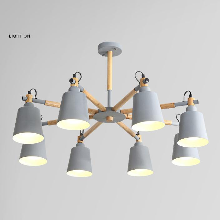 Nordische moderne Mode kreative Massivholz Macaron 3/6/8 Lichter Kronleuchter 