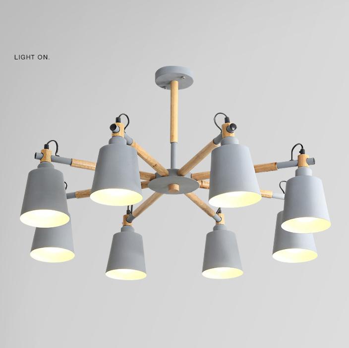 Nordic Modern Fashion Creative Solid Wood Macaron 3/6/8 Lights Chandeliers