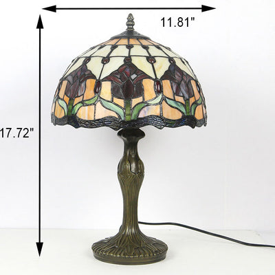 European Style Tiffany Gemstone Flower Dome 1-Licht-Tischlampe 