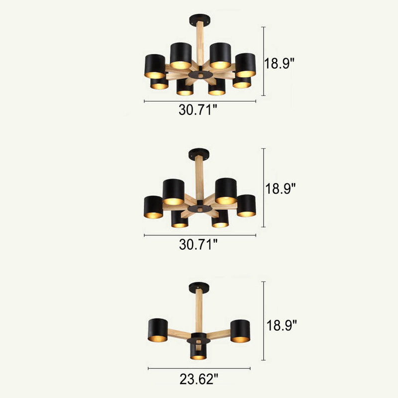 Scandinavian Minimalist Log 3/6/8-Light Island Light Chandelier