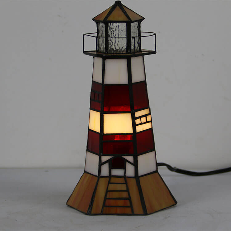 Tiffany Creative Tower Light Stained Glass 1-Light Table Lamp