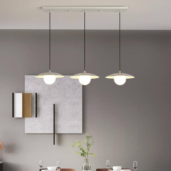 Candelabro de isla de 3 luces de hierro y vidrio blanco puro minimalista moderno 