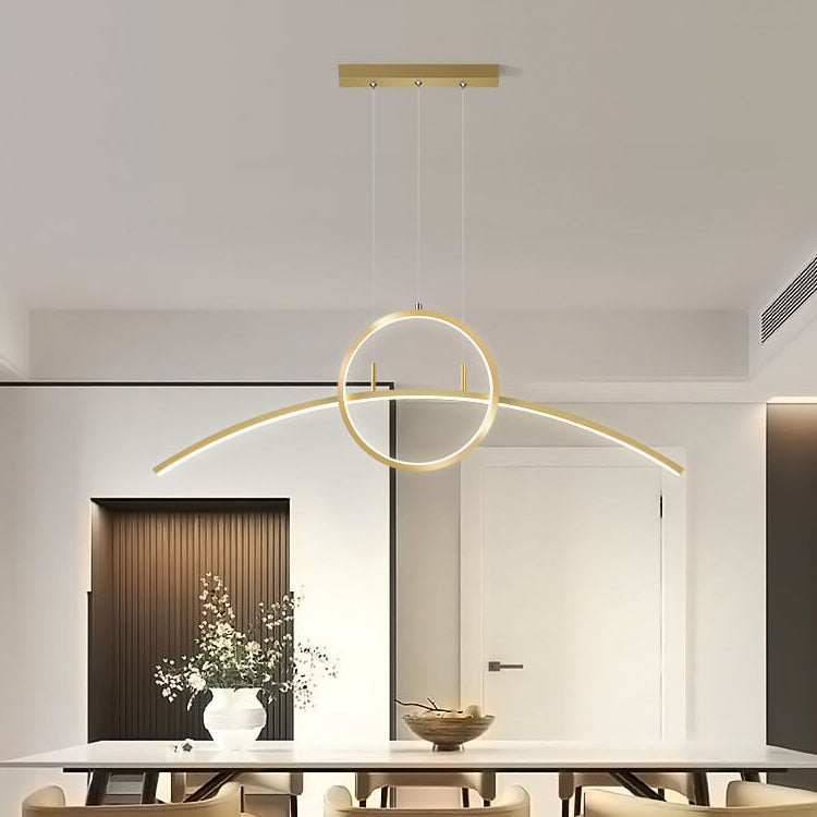 Modern Creative Long Curve Round Island Light LED Chandelier