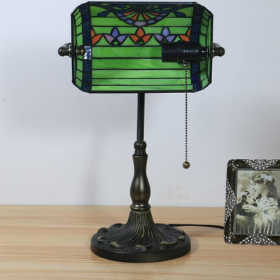 Tiffany Baroque Stained Glass 1-Light Bank Zipper Table Lamp