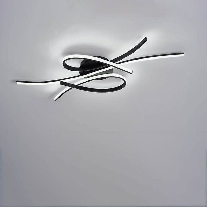 Modern Creative Bending Curves Line Design LED Flush Mount Ceiling Light