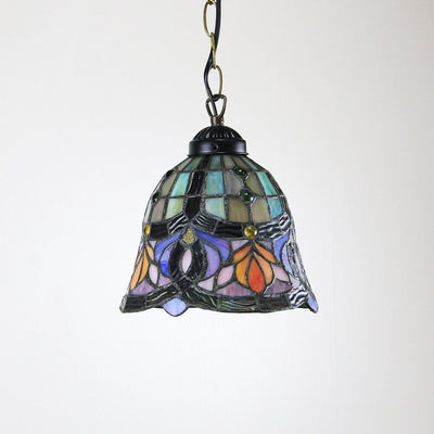 Tiffany Rustic Rose Beads Stained Glass 1-Light Pendant Light