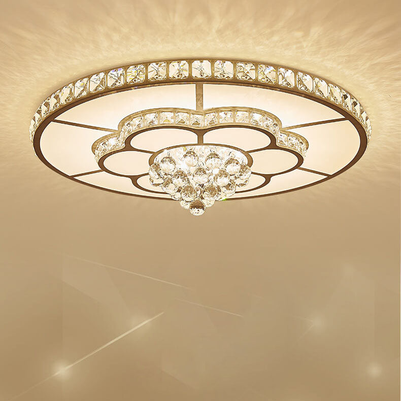 Modern Light Luxury Round Crystal LED Flush Mount Ceiling Light