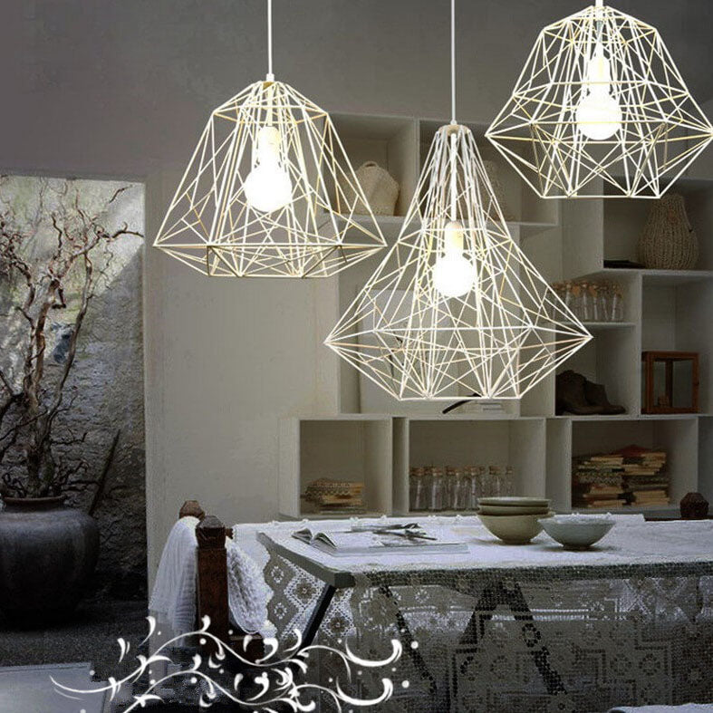 Lámpara colgante vintage industrial de jaula de hierro con 1 luz 
