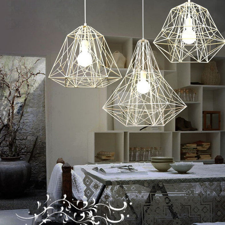 Lámpara colgante vintage industrial de jaula de hierro con 1 luz 