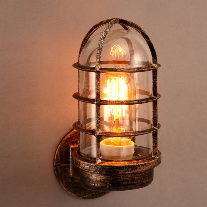 Lampes murales à une lumière avec abat-jour cylindrique en verre rétro industriel antidéflagrant 