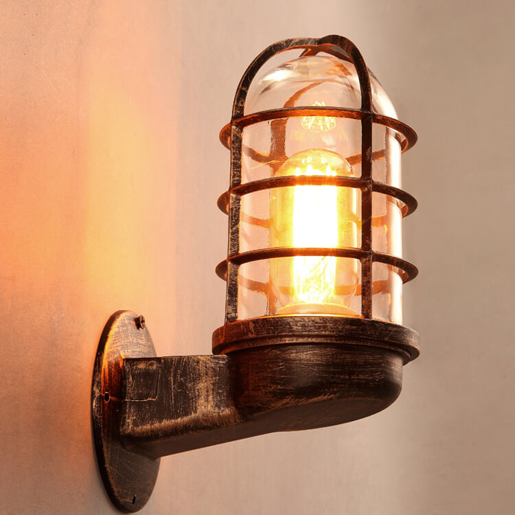 Industrial Retro Glass Cylindrical Explosion-proof 1-Light Wall Sconce Lamps