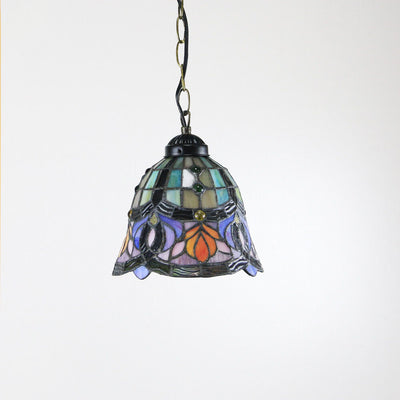 Tiffany Rustic Rose Beads Stained Glass 1-Light Pendant Light