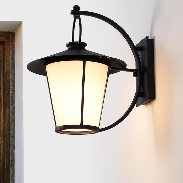 European Retro Glass Iron Moisture-proof Outdoor Patio Aisle 1-Light Wall Sconce Lamp