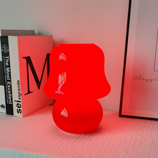 Französische Creme Handgefertigte Glas Pilz 1-Licht Tischlampe 