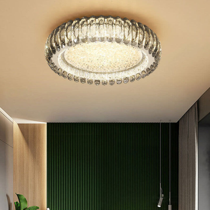 European Light Luxury Round Crystal Edelstahl LED Unterputzbeleuchtung