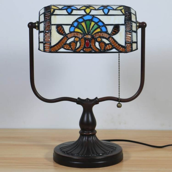 Traditional Tiffany Floral Butterfly Stained Glass 1-Light Bank Zipper Table Lamp for Bedroom