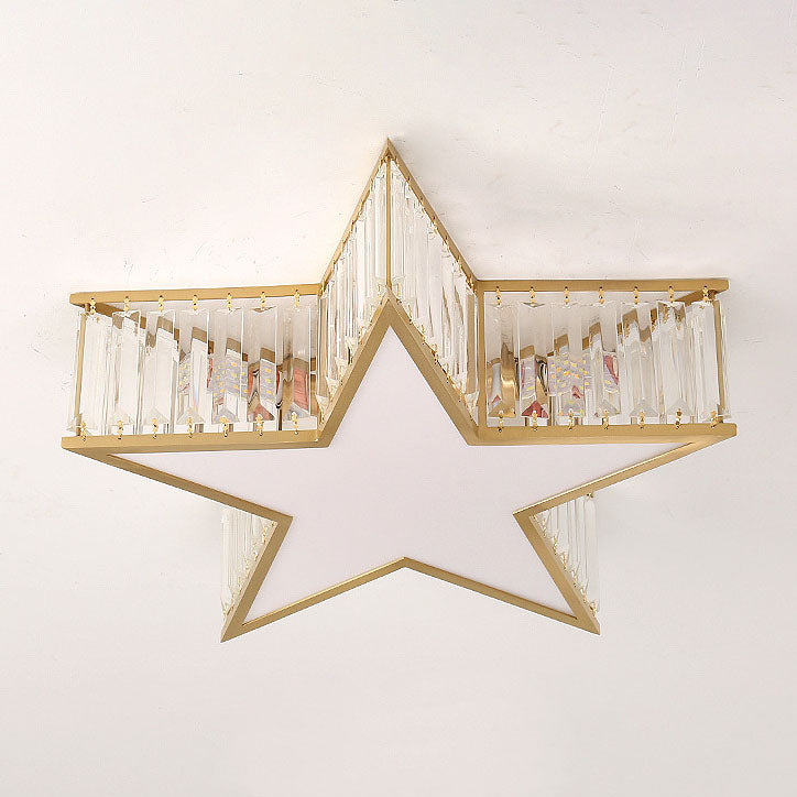 Modern Luxury Iron Crystal Gold Geometric Shape 4/5 Light Semi- Flush Mount Ceiling Light For Hallway