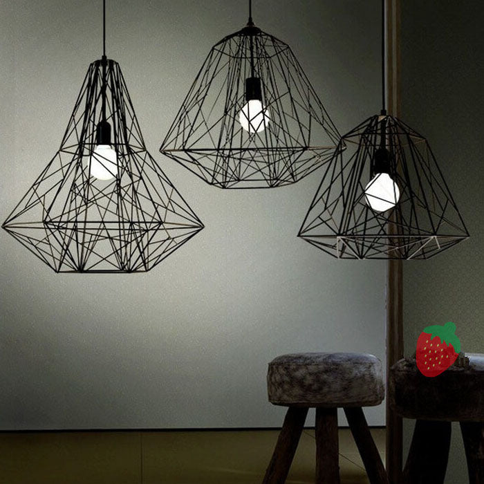 Lámpara colgante vintage industrial de jaula de hierro con 1 luz 
