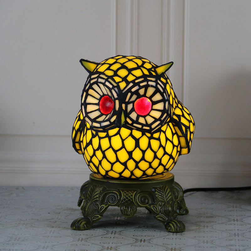 Tiffany Creative Owl Buntglas-Tischlampe mit 1 Leuchte 