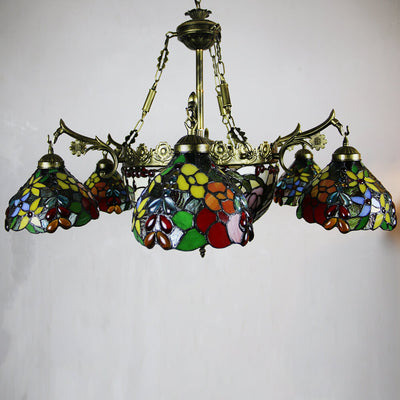 European Tiffany Vintage 9-Light Island Light Chandelier