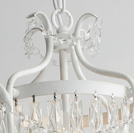 Traditional European Crystal Strip Cage Iron 1-Light Pendant Light For Dining Room