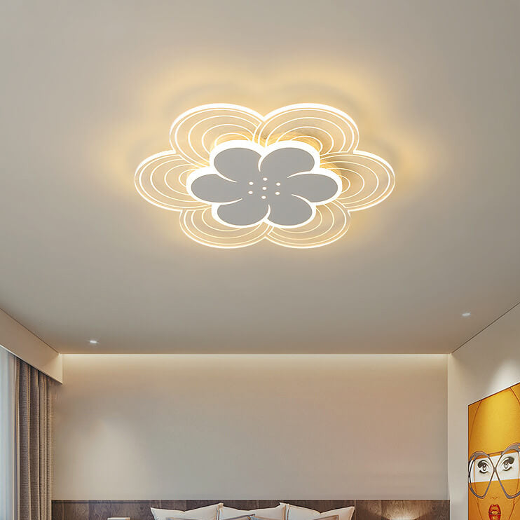 Modern Acrylic Simple Double Layer Flower Design LED Flush Mount Light