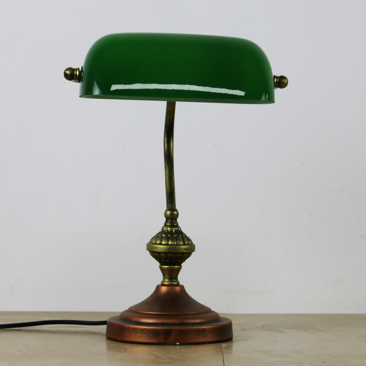 Europäische Tiffany Vintage Bankglas-Hardware 1-Licht Tischlampe 