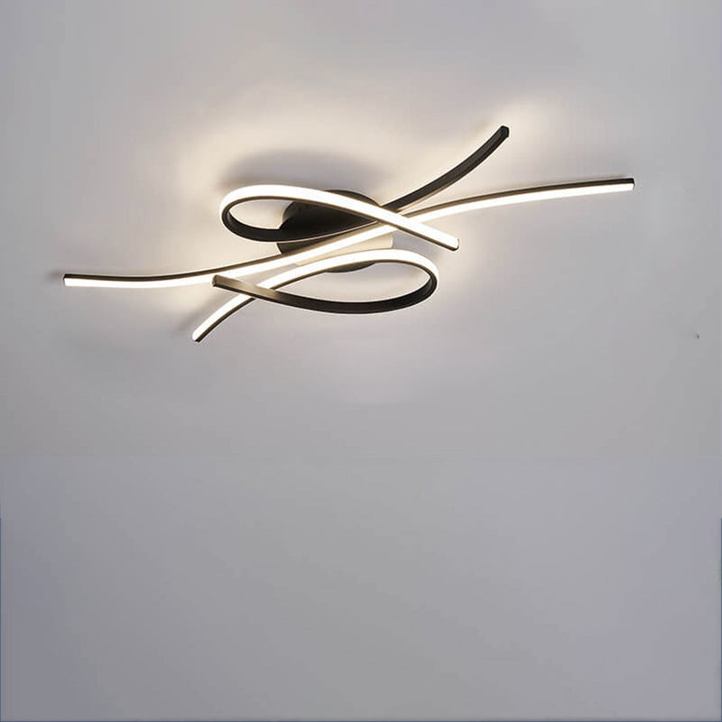 Modern Creative Bending Curves Line Design LED Flush Mount Ceiling Light