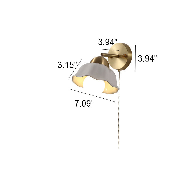 Moderne minimalistische florale LED-Wandleuchte mit Zugschnur aus Kupferkeramik