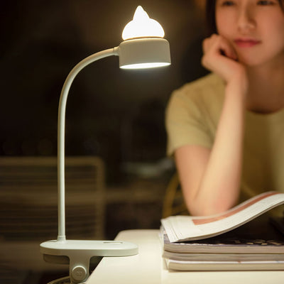 Lampe de Table à LED avec Pince et Protection des Yeux Créative Moderne avec Oreilles de Chat 