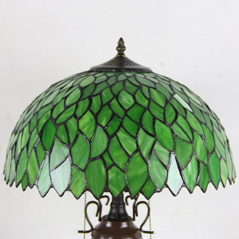 Lampe de table européenne à 2 lumières en forme de dôme hexagonal en vitrail Tiffany 