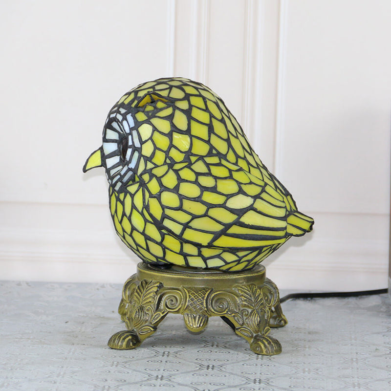 Lámpara de Mesa de Vidrio Tiffany Creative Owl Stained Glass de 1 Luz 