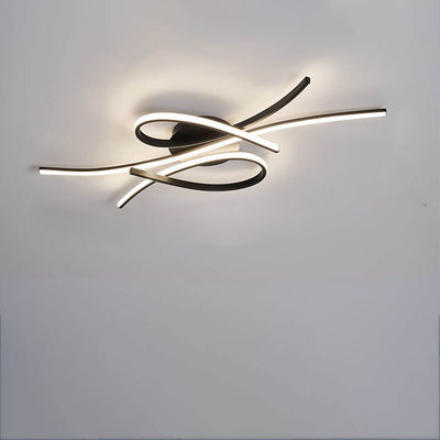 Modern Creative Bending Curves Line Design LED Flush Mount Ceiling Light