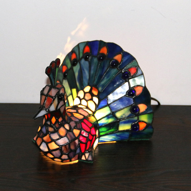 Tiffany Kreative Tier Buntglas 1-Licht Dekorative Tischlampe 