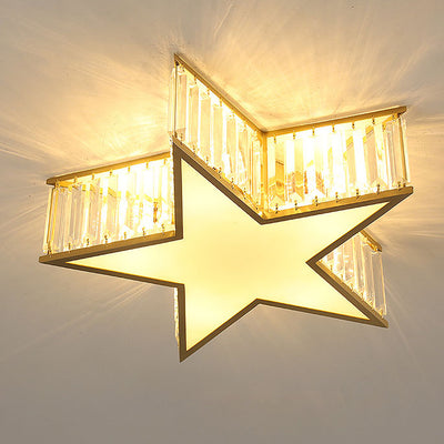 Modern Luxury Crystal Gold Geometric Shape 4/5 Light Semi- Flush Mount Ceiling Light